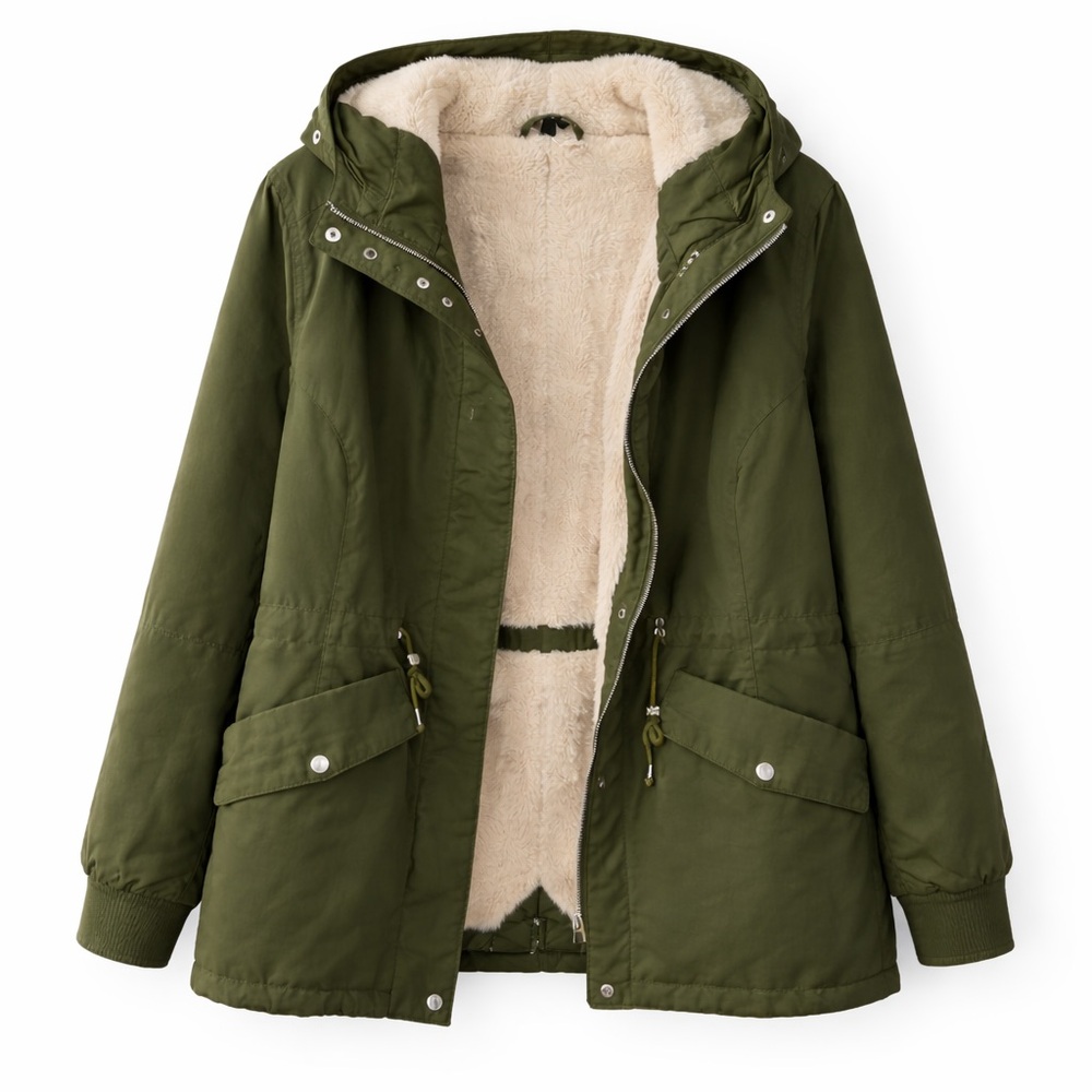 Divided Olive Utility Jacket with Hood